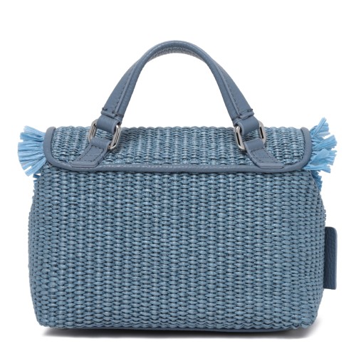 Zanellato Blue Woven Leather Handbag with Fringe Detail. 2