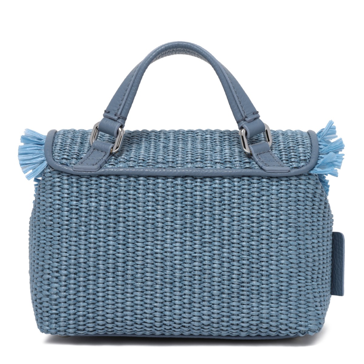 Zanellato Blue Woven Leather Handbag with Fringe Detail.