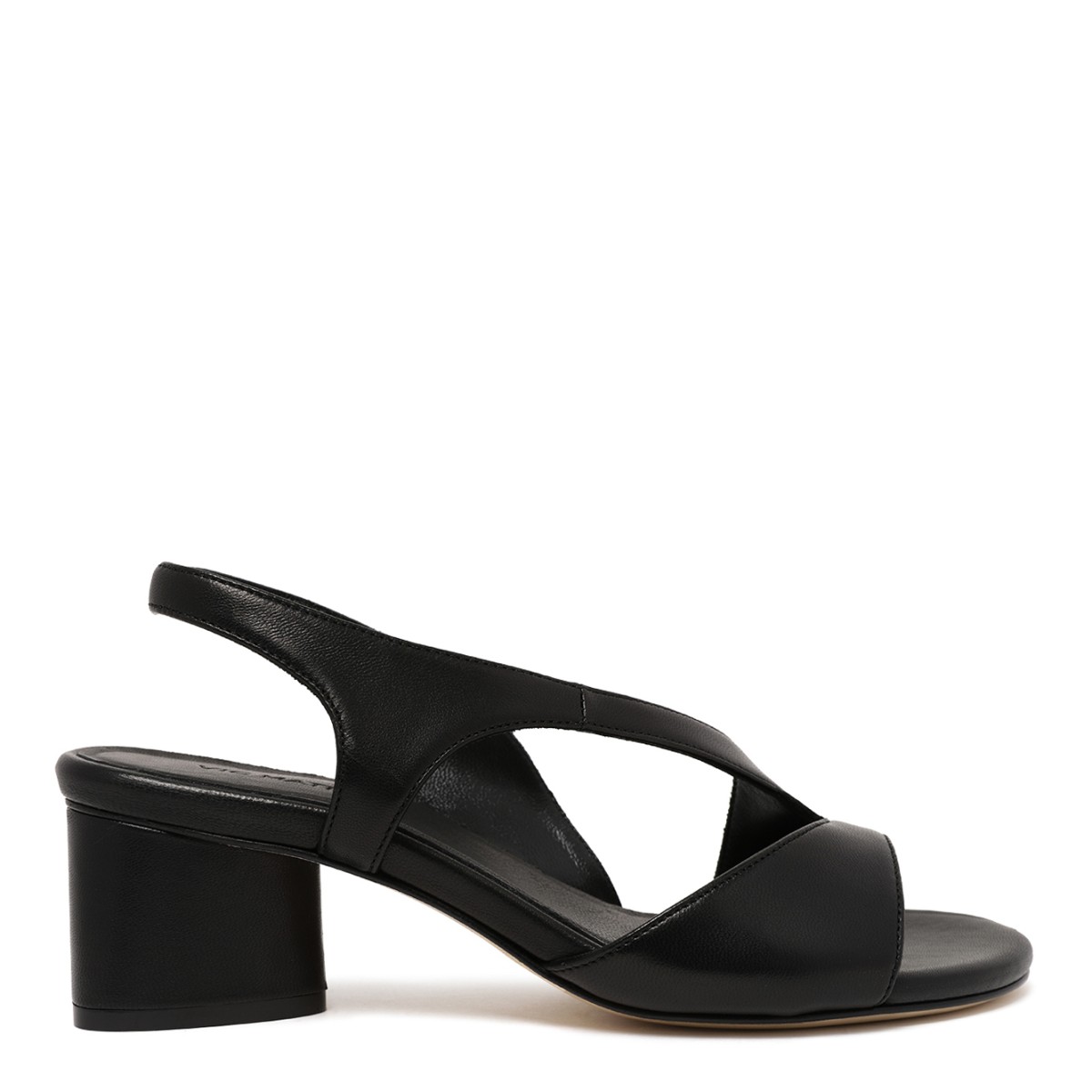 Vic Mati Black Leather Heeled Sandals.