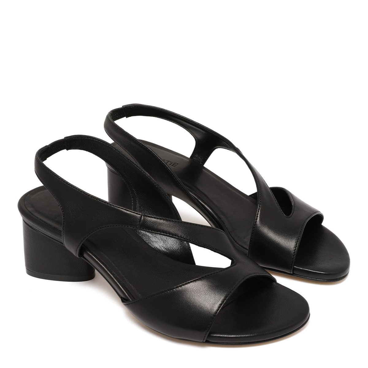 Vic Mati Black Leather Heeled Sandals.