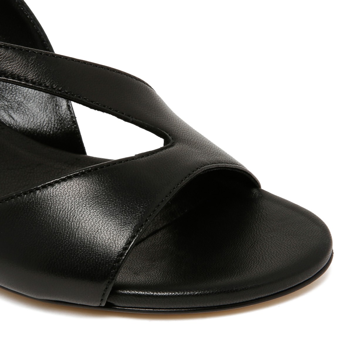 Vic Mati Black Leather Heeled Sandals.