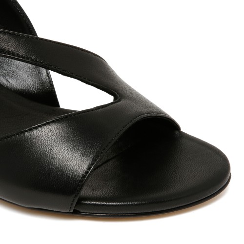 Vic Mati Black Leather Heeled Sandals.