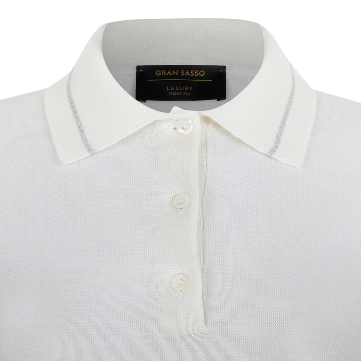 Gran Sasso Ivory Knit Polo Shirt.