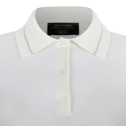 Gran Sasso Ivory Knit Polo Shirt.