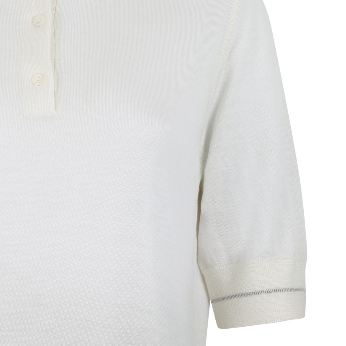 Gran Sasso Ivory Knit Polo Shirt.