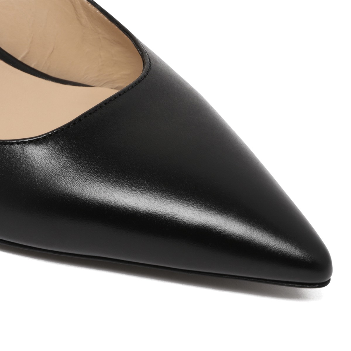 Stuart Weitzman Black Leather Slingback Pumps.