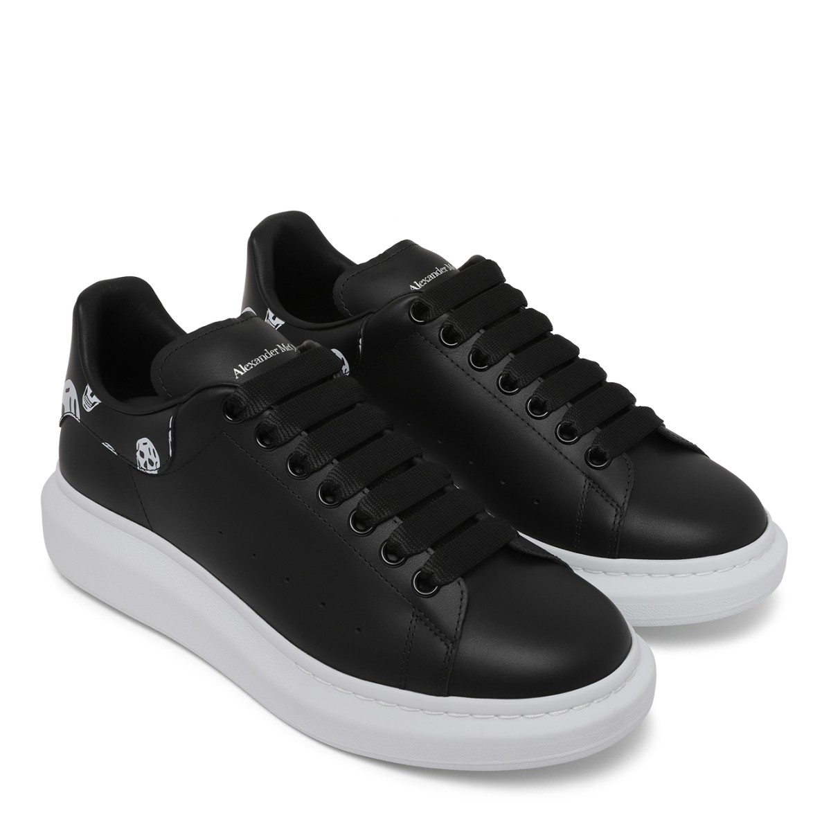Alexander McQueen Black Leather Oversized Sneakers.