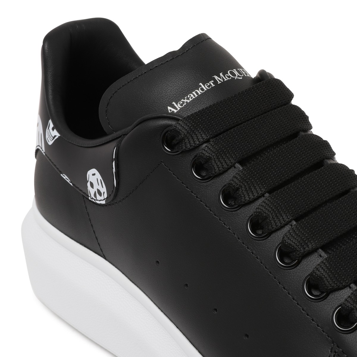 Alexander McQueen Black Leather Oversized Sneakers.