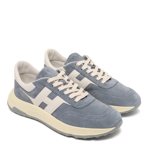 Hogan Blue Suede H-Stripes Sneakers.