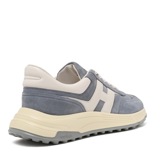 Hogan Blue Suede H-Stripes Sneakers.