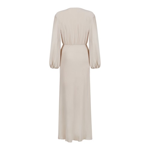 Douuod Beige Draped Midi Dress. 2