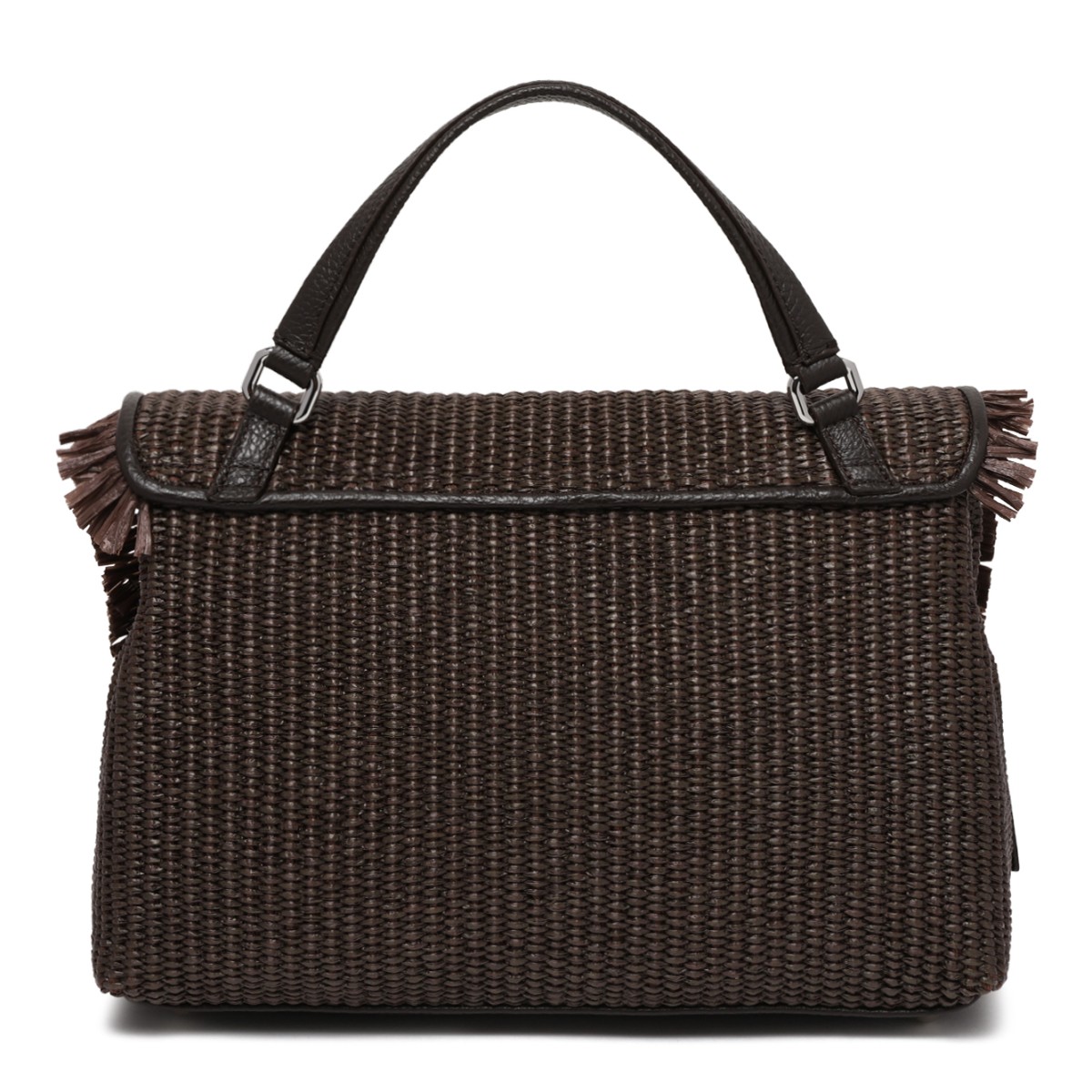 Zanellato Brown Woven Postina Bag with Fringe Detail.