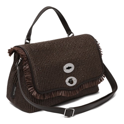 Zanellato Brown Woven Postina Bag with Fringe Detail.