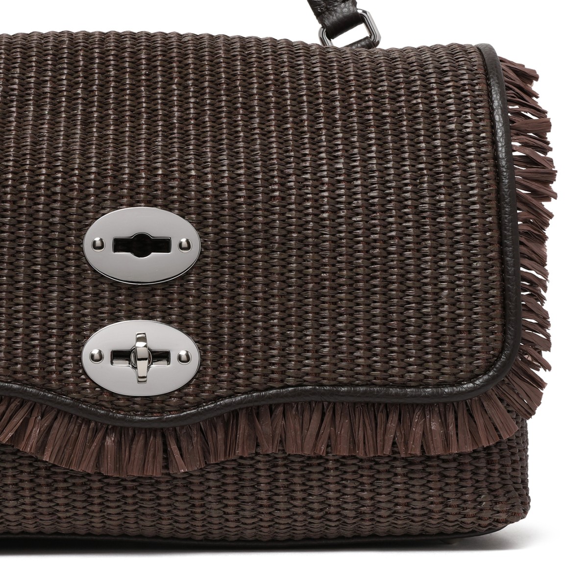 Zanellato Brown Woven Postina Bag with Fringe Detail.