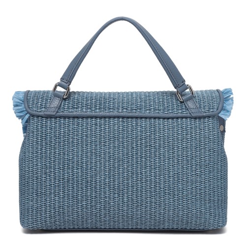 Zanellato Light Blue Woven Postina Bag with Fringe Detail.