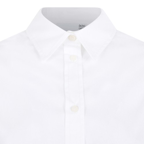 Douuod White Cotton Oversized Shirt.