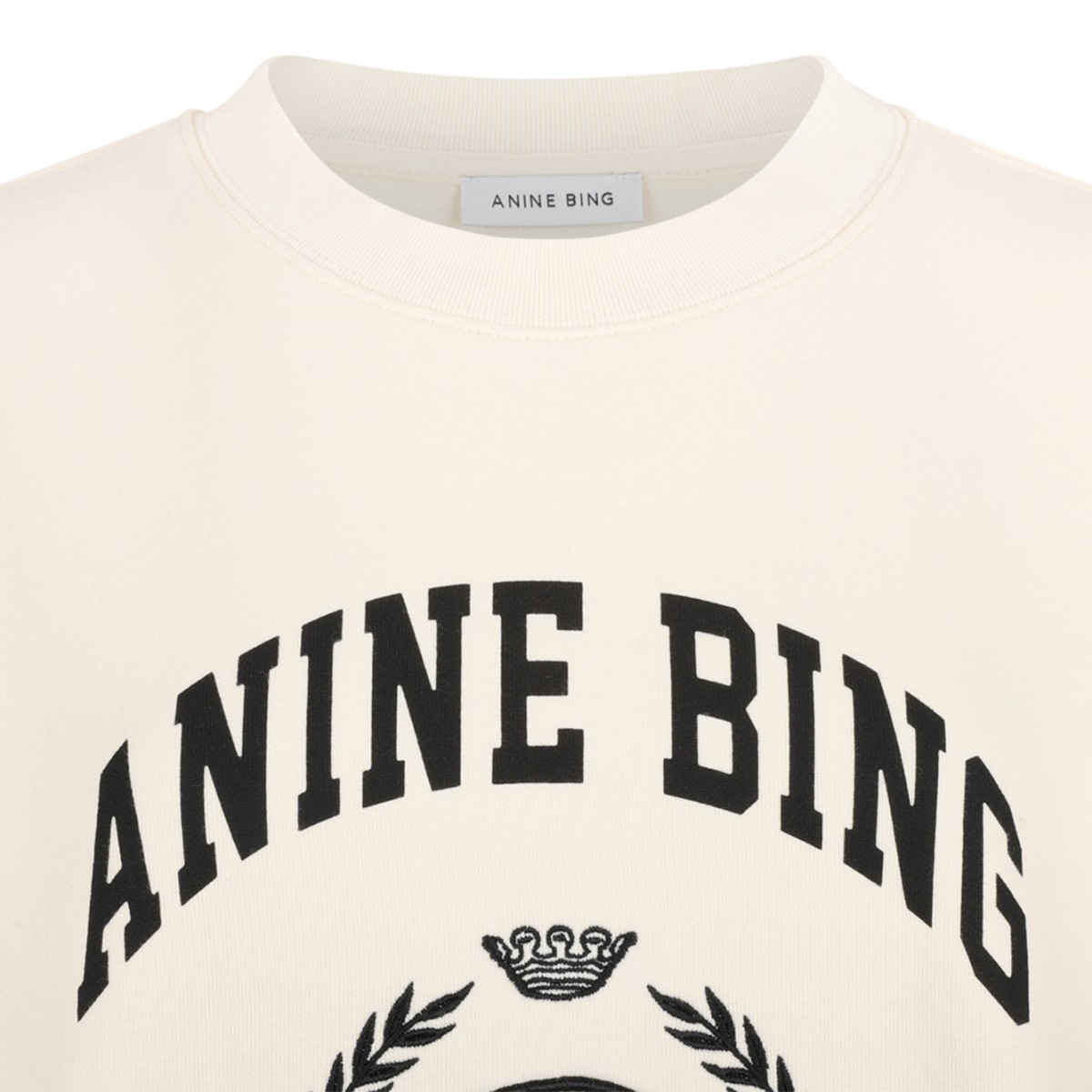 Anine Bing Ivory Cotton Sweatshirt with Logo Print.