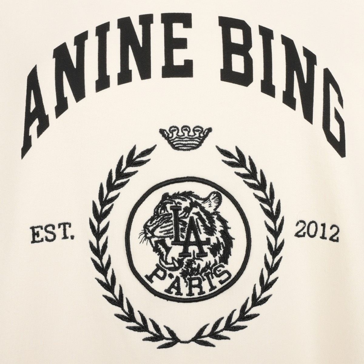 Anine Bing Ivory Cotton Sweatshirt with Logo Print.