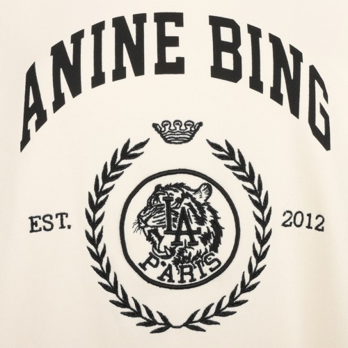 Anine Bing Ivory Cotton Sweatshirt with Logo Print.