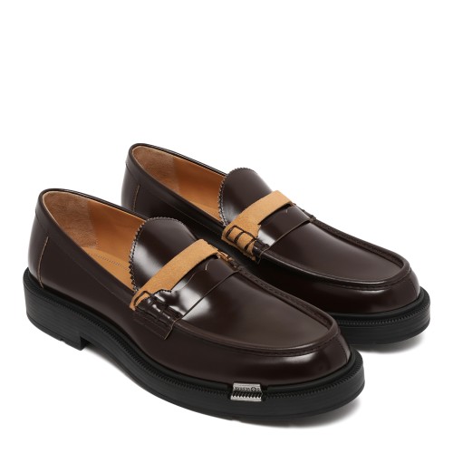 Maison Margiela Brown Leather Penny Loafers. 2