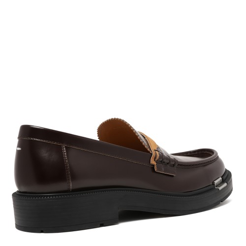 Maison Margiela Brown Leather Penny Loafers.