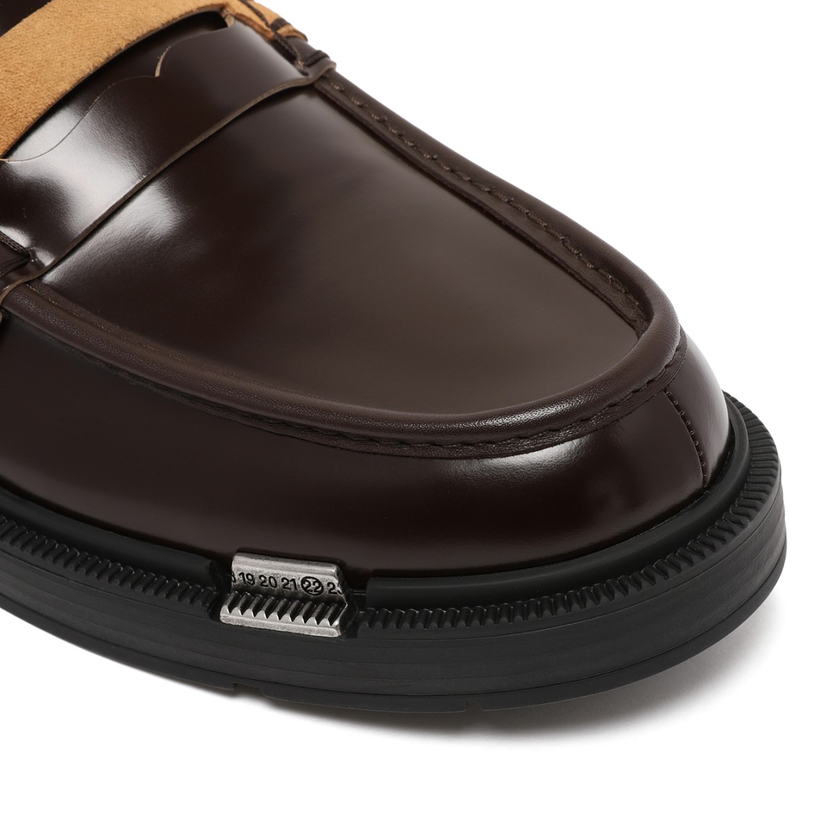 Maison Margiela Brown Leather Penny Loafers.