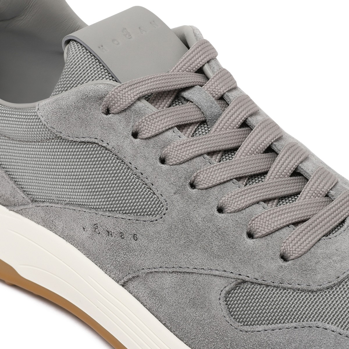Hogan Grey Suede and Leather Sneakers.
