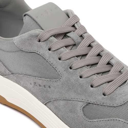 Hogan Grey Suede and Leather Sneakers.