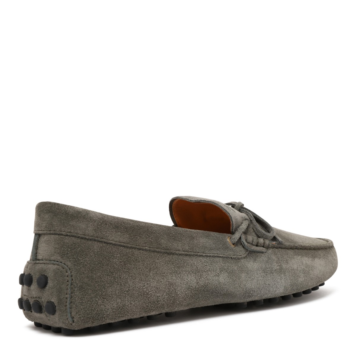 Tods Green Suede Gommino Loafers.