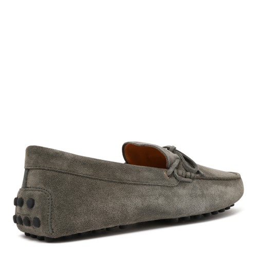 Tods Green Suede Gommino Loafers.
