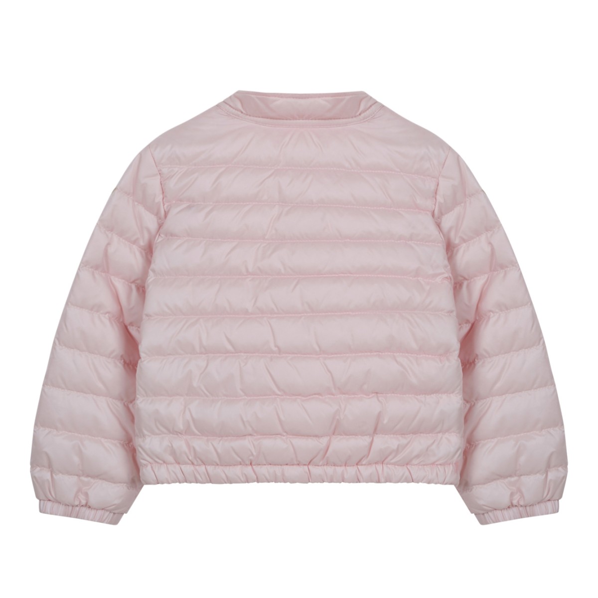 Moncler Pink Cropped Quilted Down Jacket.