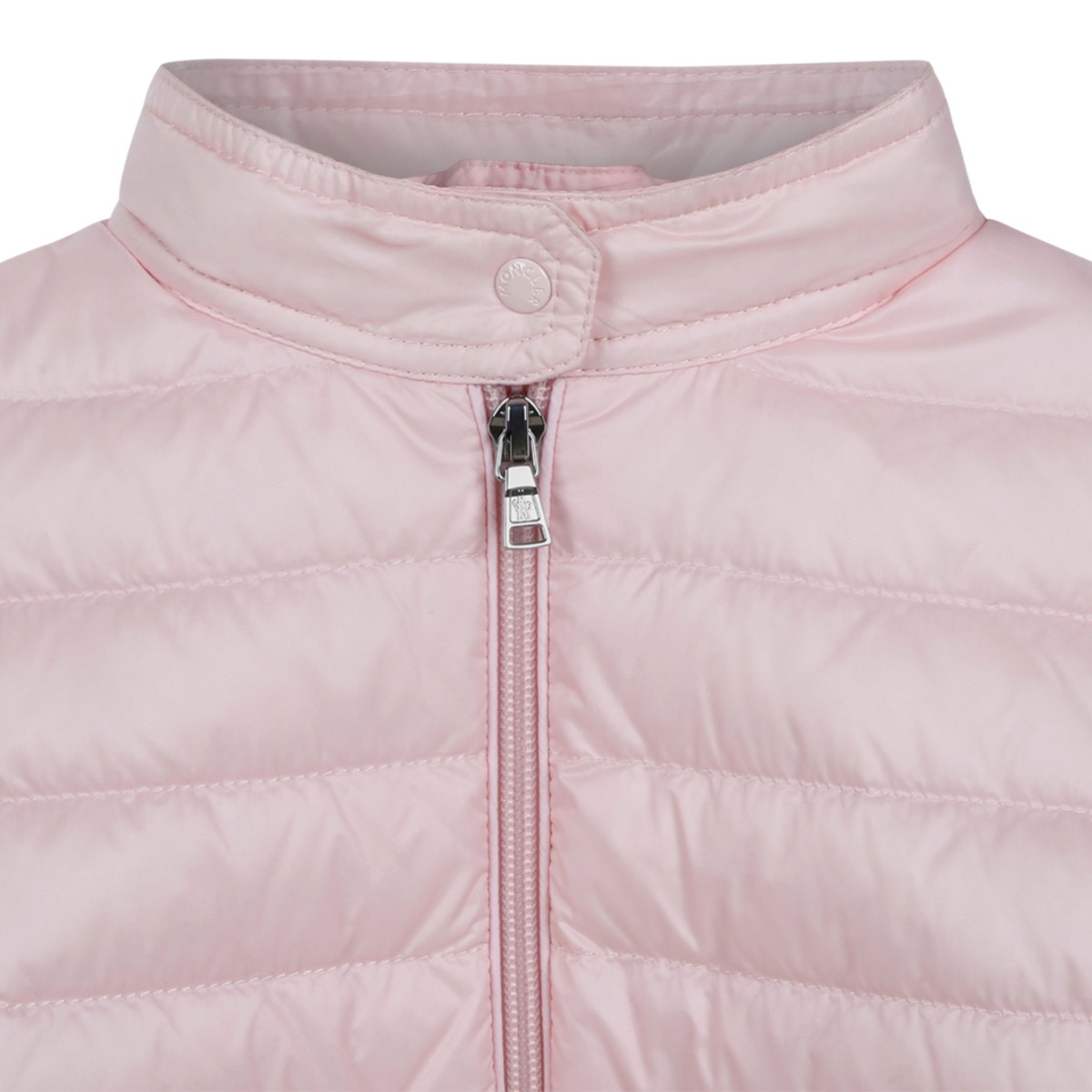 Moncler Pink Cropped Quilted Down Jacket.