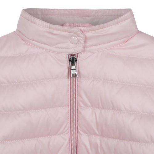 Moncler Pink Cropped Quilted Down Jacket.