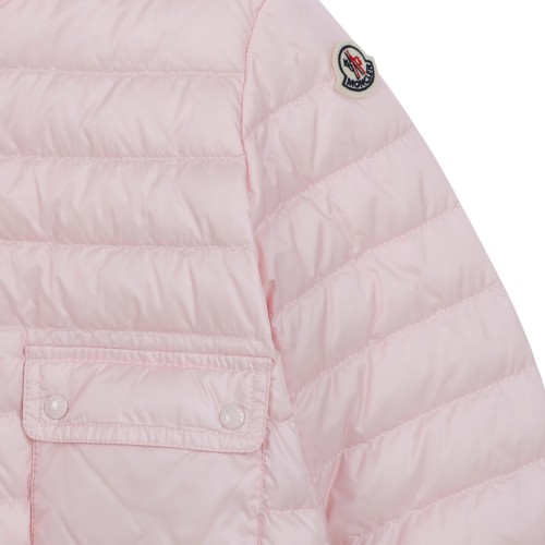 Moncler Pink Cropped Quilted Down Jacket.