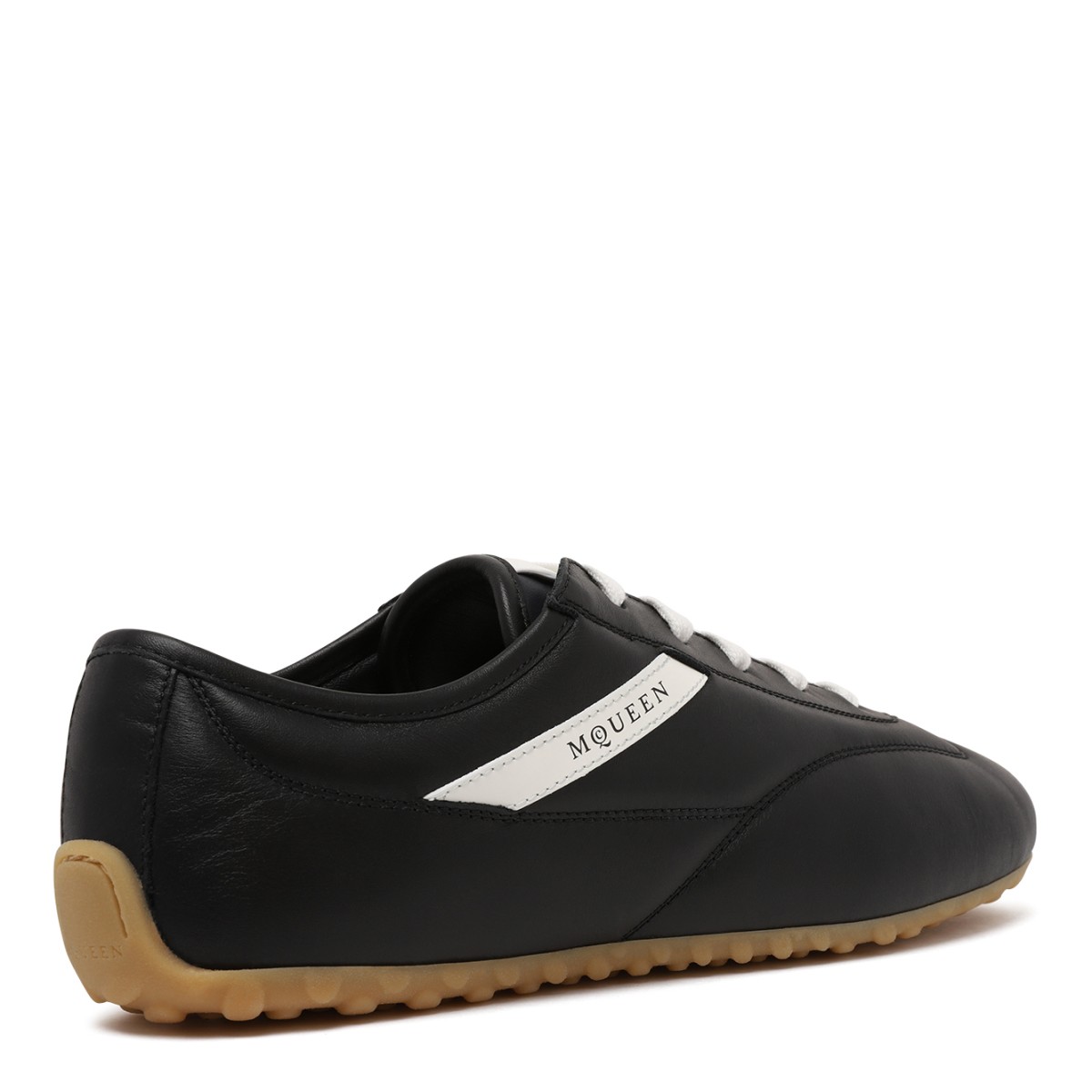 Alexander McQueen Black Leather Low-Profile Sneakers.