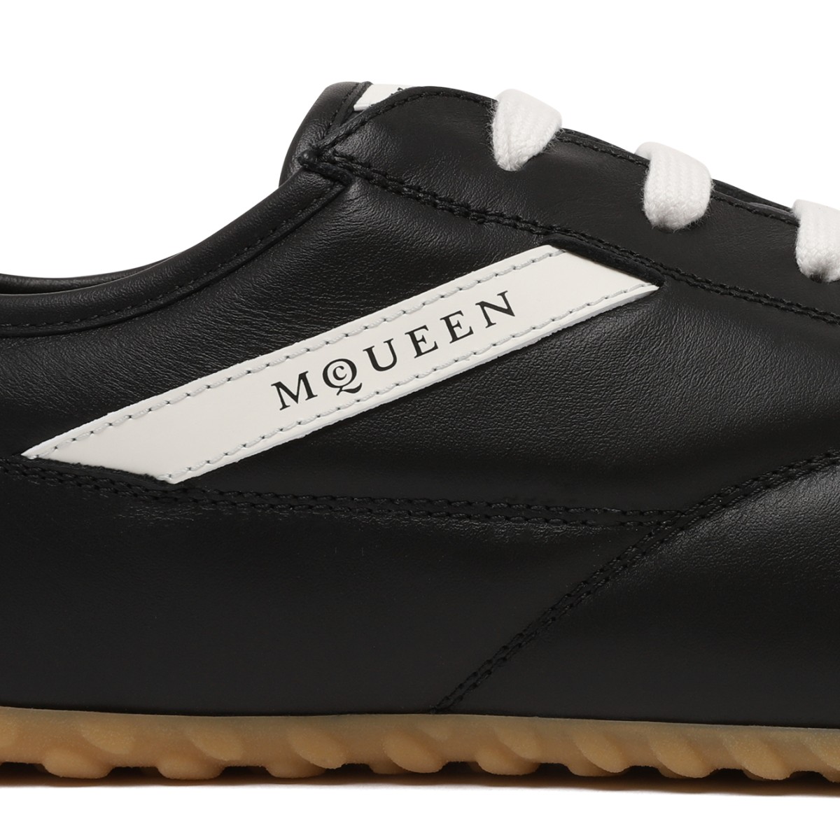 Alexander McQueen Black Leather Low-Profile Sneakers.