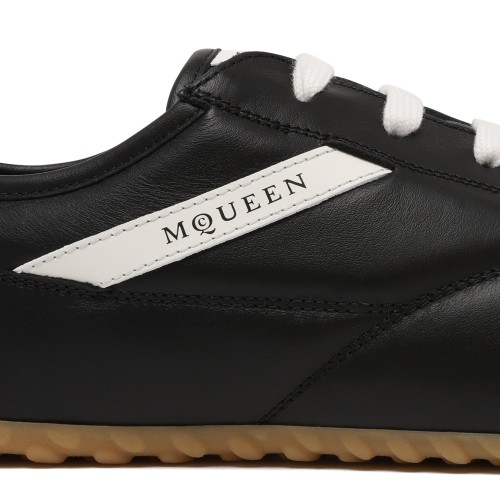 Alexander McQueen Black Leather Low-Profile Sneakers.