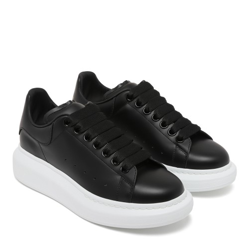 Alexander McQueen Black Leather Oversized Sneakers.