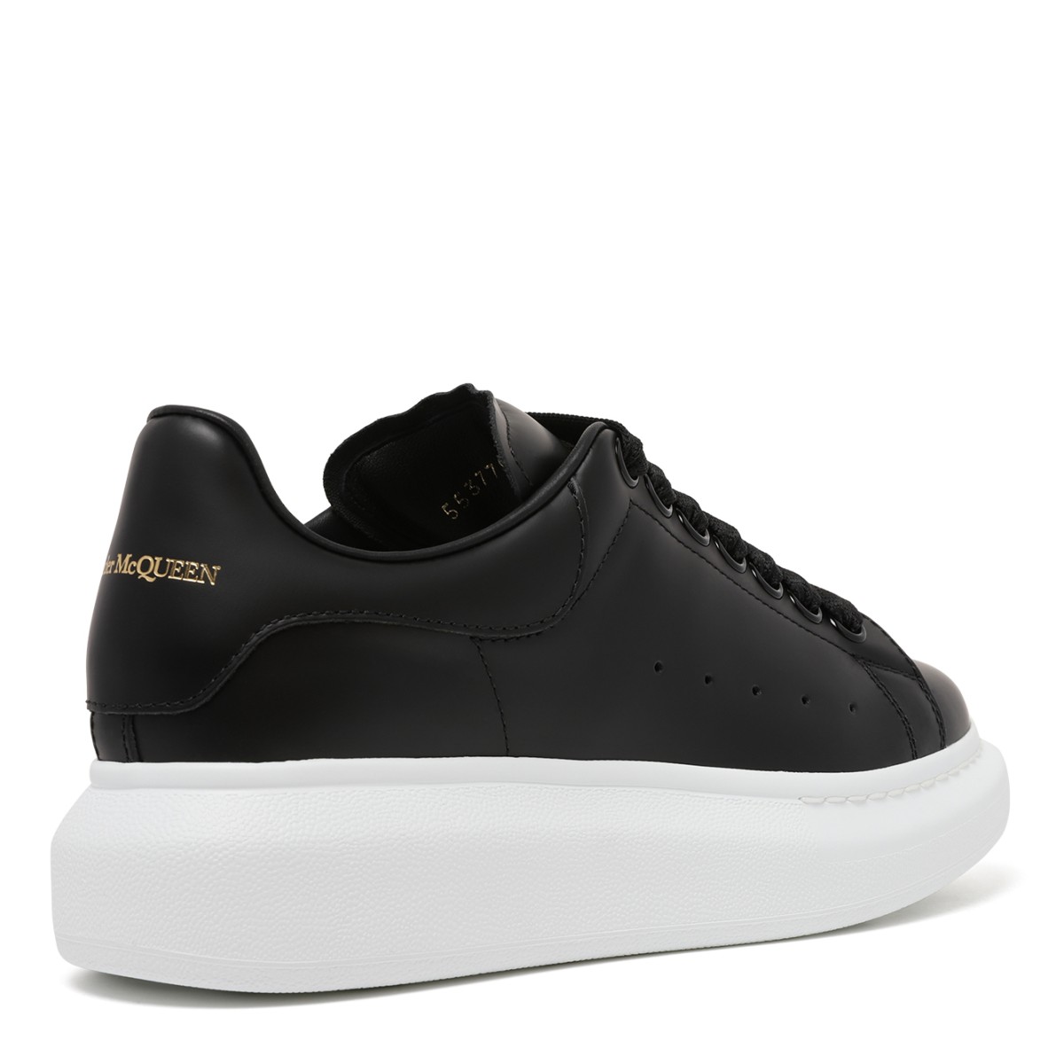 Alexander McQueen Black Leather Oversized Sneakers.