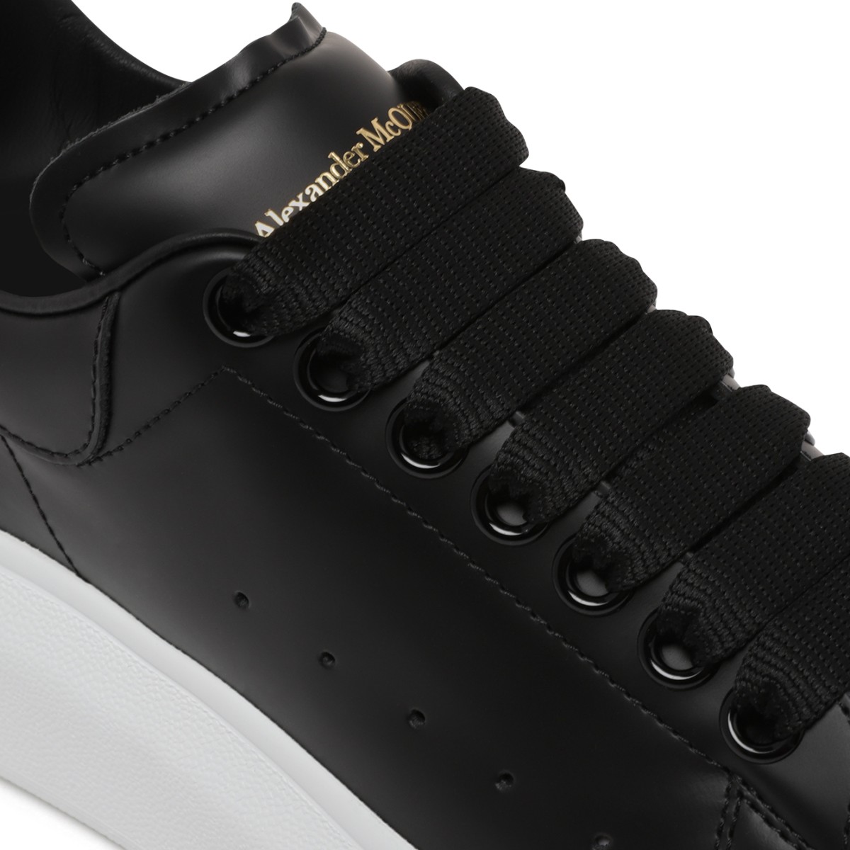 Alexander McQueen Black Leather Oversized Sneakers.