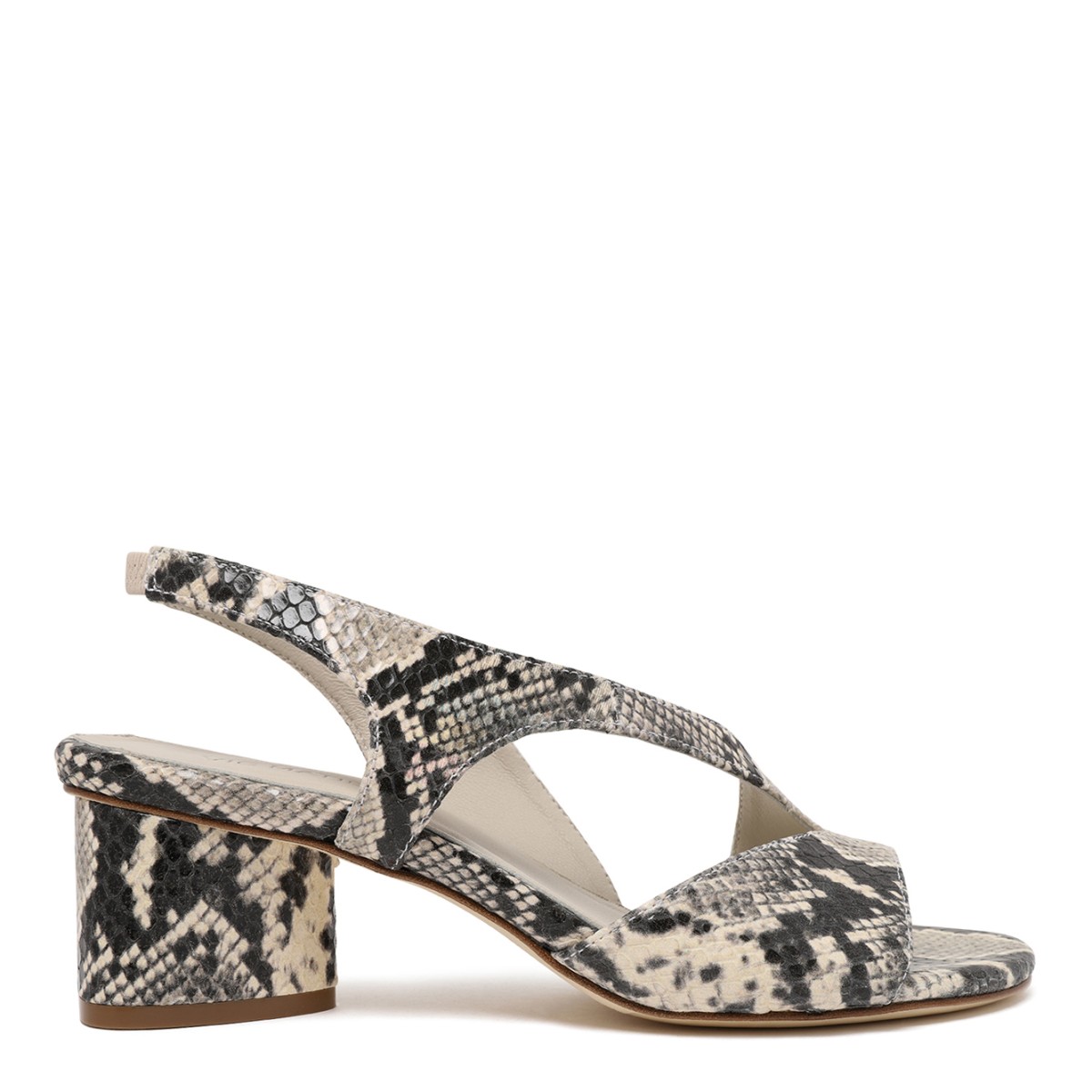 Vic Mati Python-Effect Leather Slingback Sandals.