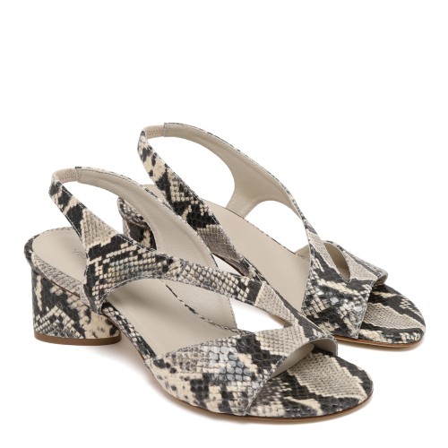 Vic Mati Python-Effect Leather Slingback Sandals. 2