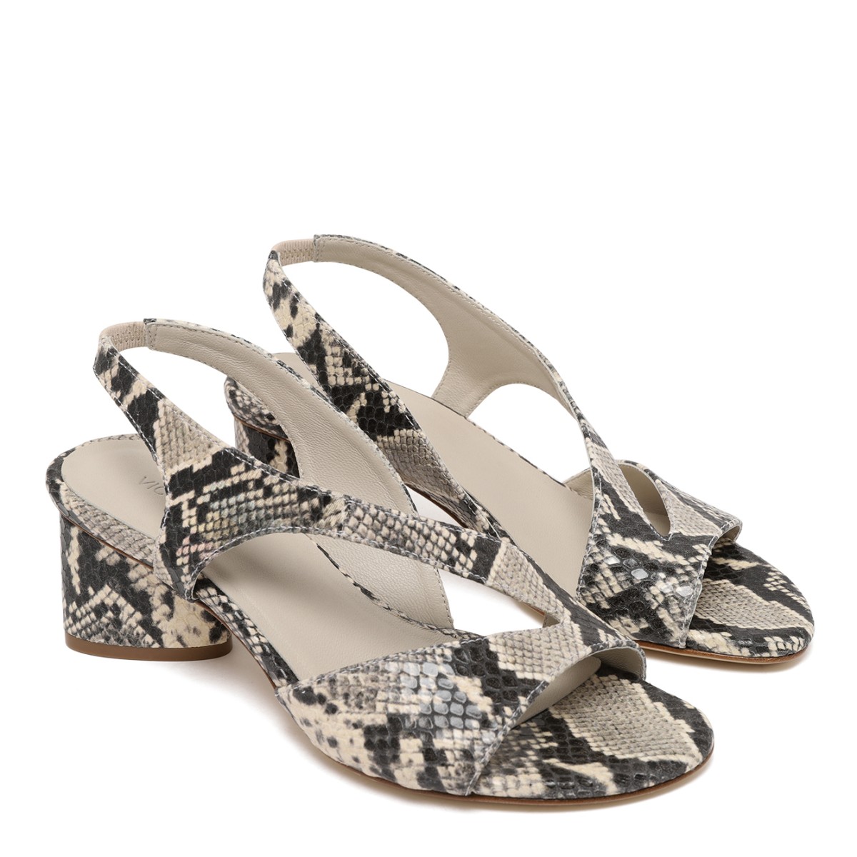 Vic Mati Python-Effect Leather Slingback Sandals.