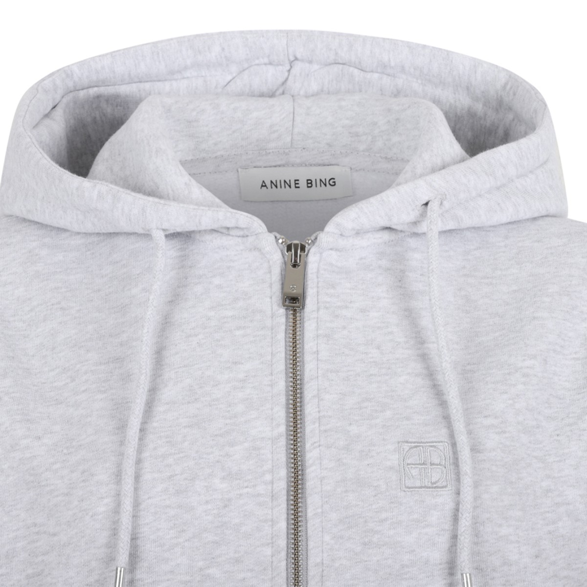 Anine Bing Grey Cotton Zip-Up Hoodie.