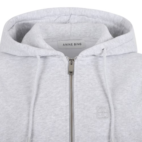 Anine Bing Grey Cotton Zip-Up Hoodie.