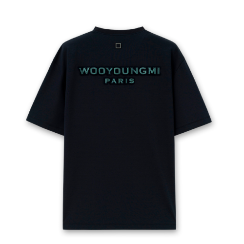Wooyoungmi Navy Logo Cotton T-Shirt. 2