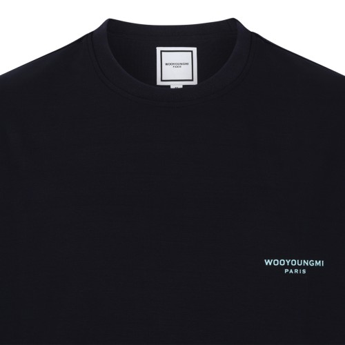 Wooyoungmi Navy Logo Cotton T-Shirt.
