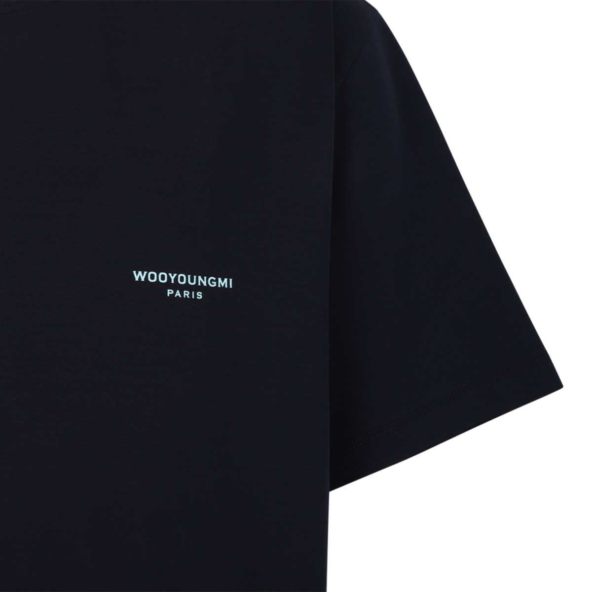 Wooyoungmi Navy Logo Cotton T-Shirt.