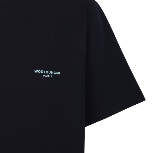 Wooyoungmi Navy Logo Cotton T-Shirt.