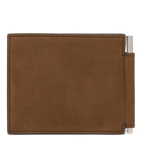 Tom Ford Brown Leather Wallet with Money Clip.